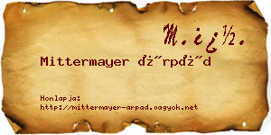 Mittermayer Árpád névjegykártya